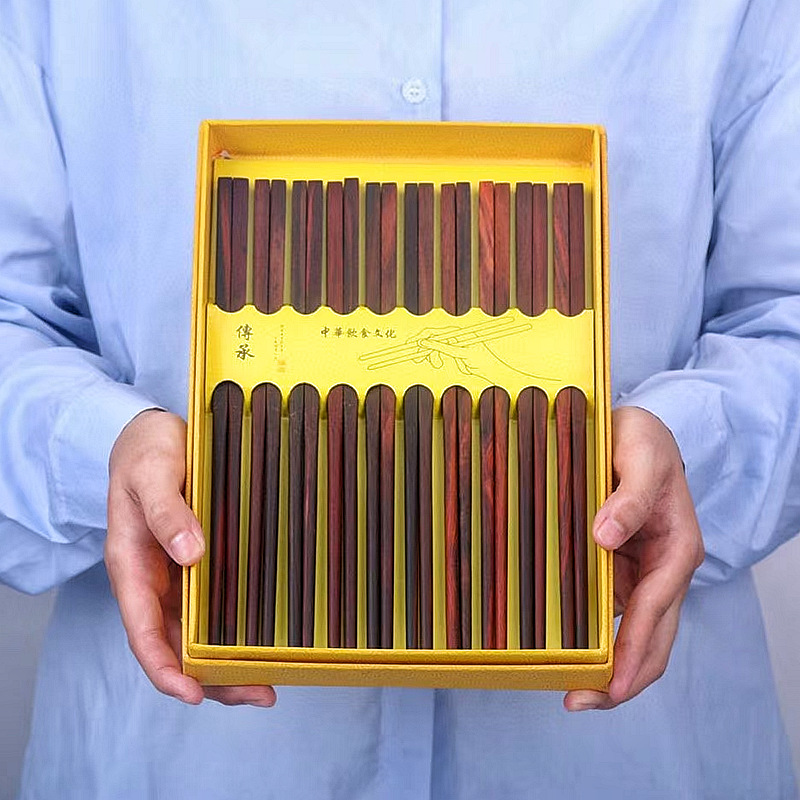 중국식 고온 방지 젓가락, 로즈우드, 마호가니, 가정용 10쌍, 가족 세트 식기, 호텔 곰팡이 방지, 미끄럼 방지 젓가락