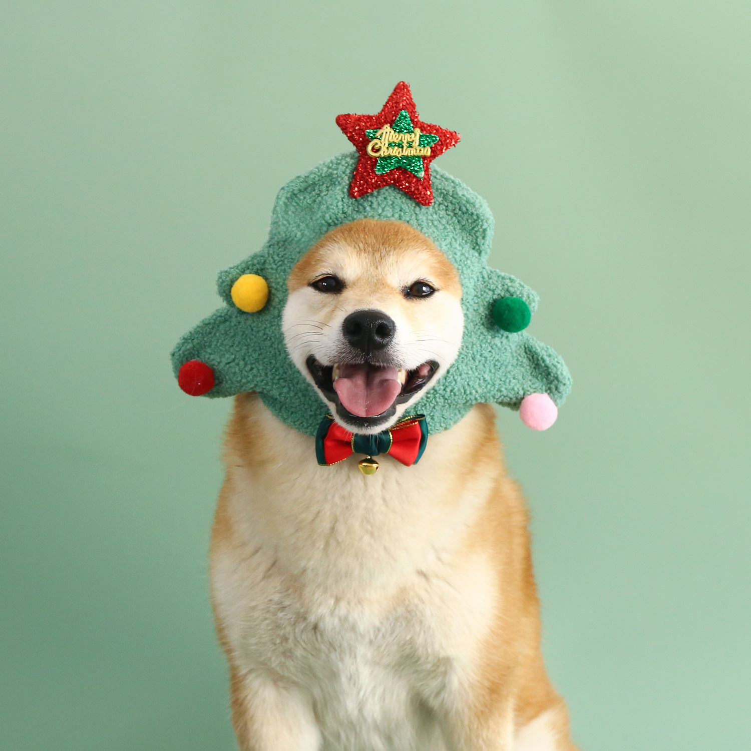Perro Árbol de Navidad Sombrero de muñeco de nieve Tamaño mediano Shiba Inu Teddy Dibujos animados felpa lindo vestir vacaciones sombrero arco image 5