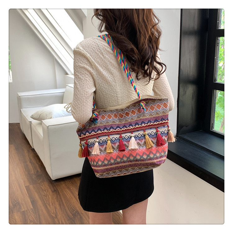 Femmes Grande Toutes Les Saisons Toile Style Ethnique Sac À Main display picture 2