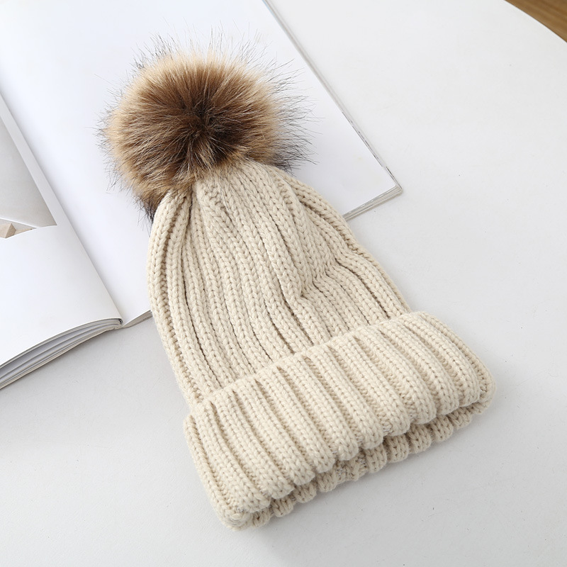 秋冬帽子の子供はキツネの毛玉の帽子のキャンディー色の毛糸の帽子をまねて、厚い保温の耳の包みの頭の帽子をかぶせます。