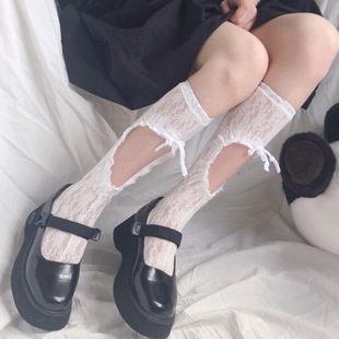 Female sweet solid color tube socks