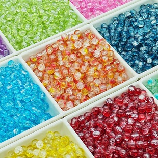 6/8mm Glass Cracked Beads Crystal Cracked Glass Beads Handmade DIY Beading Material Bracelet Necklace Loose Beads