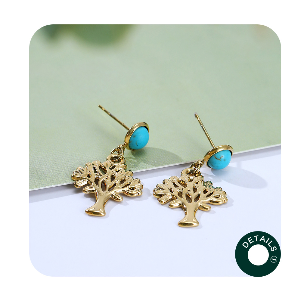 Fashion Leaf Stainless Steel Plating Drop Earrings 1 Pair