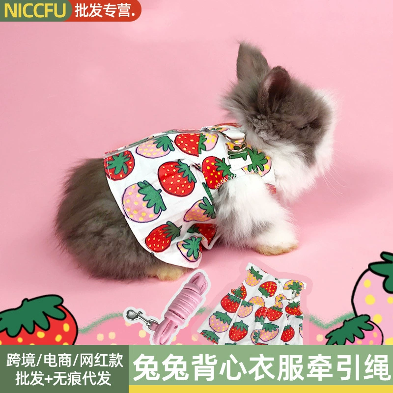 NC Тяговая веревка для кролика милый жилет с малиной одежда кроличья веревка противоударный жилет Тяговая Веревка Одежда для кролика