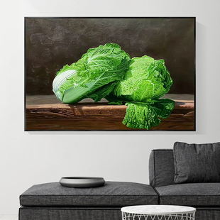 Super Realistic Cabbage Oil Painting Hand-painted Modern Living Room Decorative Painting Cabbage Ruyi Horizontal Hanging Painting Living Room Dining Room Mural Painting