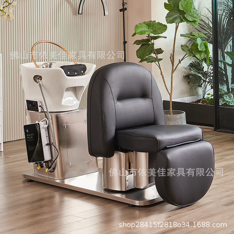 Elevación eléctrica masaje lavabo cama barbería barbería barbería acero inoxidable cerámica cuenca cama de lavado tipo medio reclinado