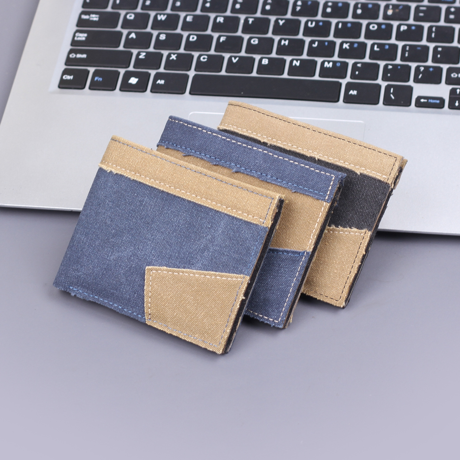 Cartera de lona de hombre cartera de tarjetas de hombre en una cartera corta denim 9 tarjetas cartera de hombre tela suave