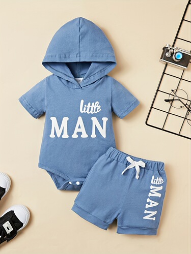 2 Piece Baby Boys' Summer Cotton Set Cute Little Man Summer Suit