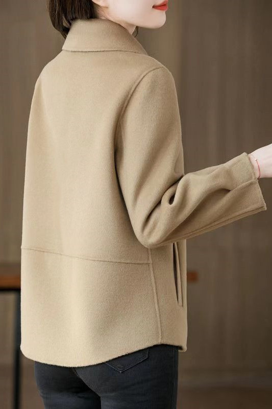 Double-Sided Velvet Short Outwear Spring, Autumn and Winter Style Middle-Aged Women's Mother's Double-Sided Woolen Outwear Top Short Style