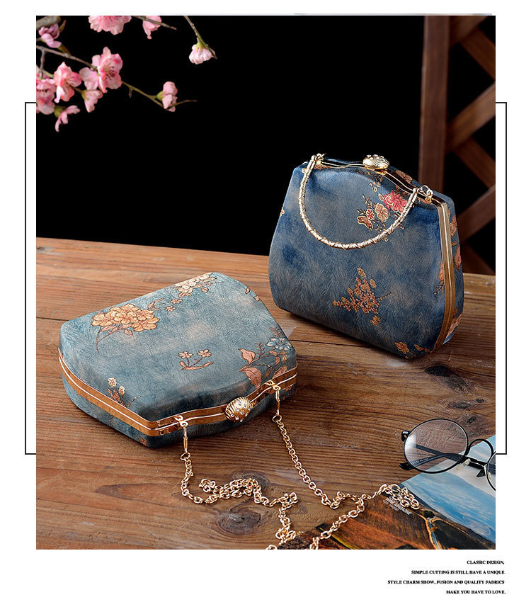 Handbag Bags Type Women's Small Satin Flower Elegant Vintage Style Clasp Frame Handbag