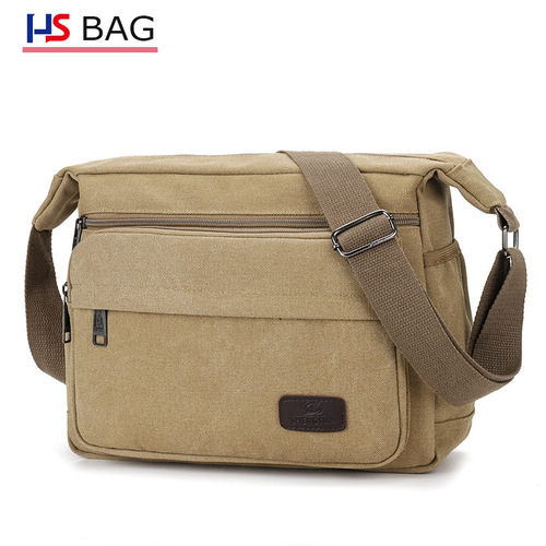 Men's Large Capacity Canvas Single Shoulder Bag Business Travel Multi-layer Men's Crossbody Bag Outdoor Leisure New Korean Style Backpack