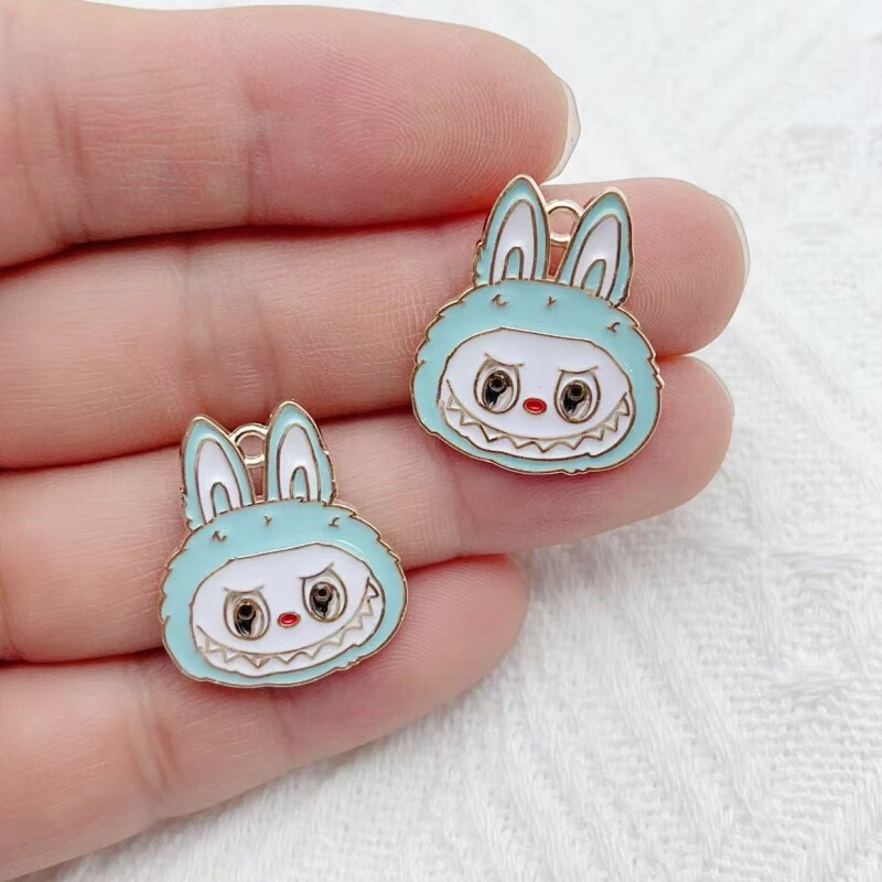 クリエイティブファッション漫画ラブブビッグヘッドアクセサリー DIY イヤリング携帯電話チェーンバッグペンダント材料卸売|undefined