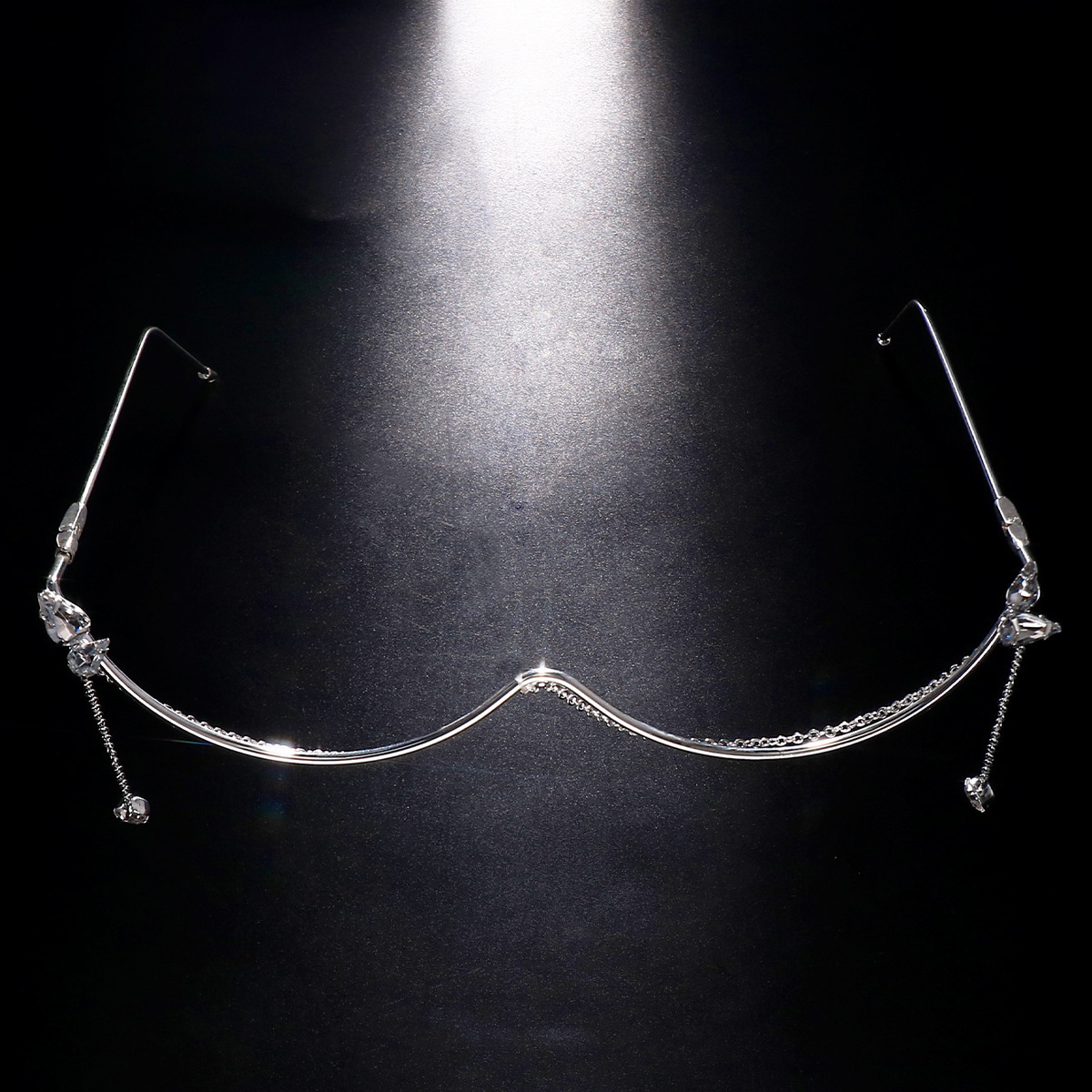 Moda nuevo rhinestone gafas Marco europeo y americano personalidad sin lente cadena colgante gafas marco accesorios de moda para mujeres