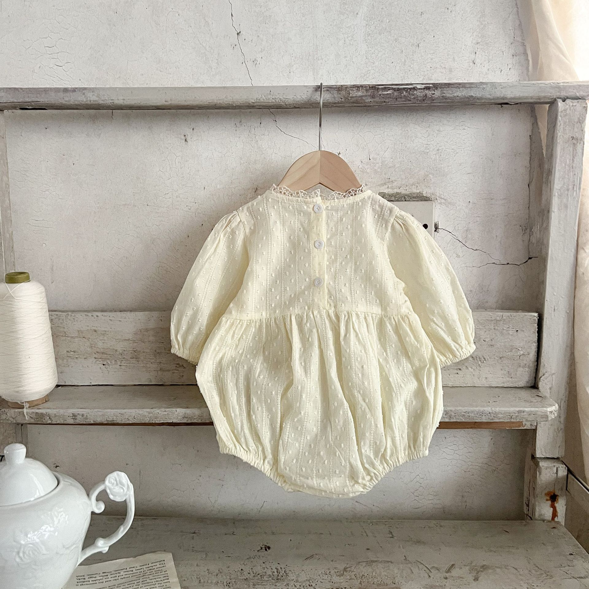 2023 estilo coreano niñas bebé algodón encaje mono mameluco ins recién nacido lindo suelta triángulo mameluco