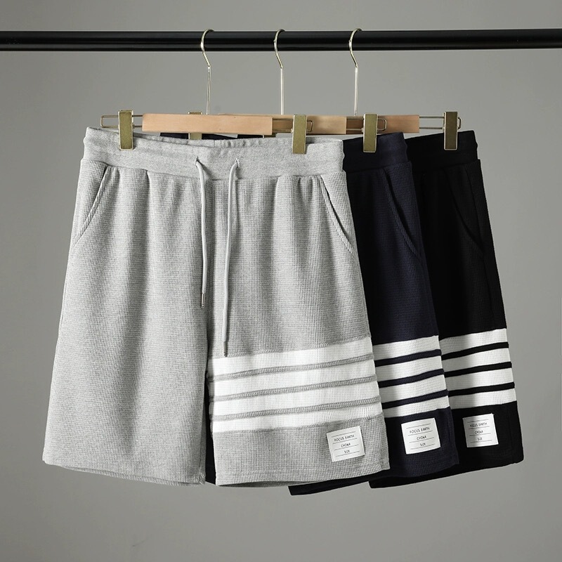 Summer Waffle Shorts Men's Trendy Outer Wear Quick-drying High-end Four Bar Casual Straight Heavy Loose Sports Pants