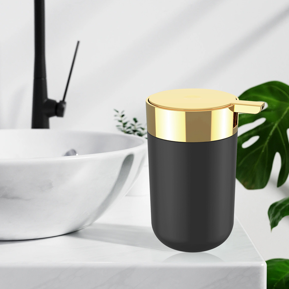 Plástico de color sólido chapado en oro seis piezas conjunto de cepillo de dientes caja de jabón cepillo de inodoro almacenamiento baño conjunto de lavado