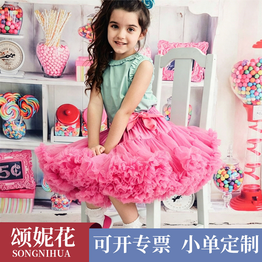 Falda Tutú de Malla Multicolor para Niñas, Ropa de Verano para Niñas, Falda Abombada Infantil, Falda de Princesa, Venta al Por Mayor