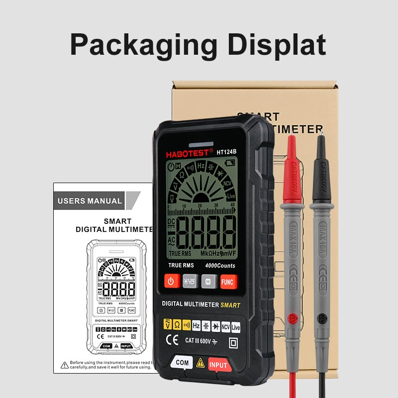 Huabo Заводской магазин HT124B мультиметр с цифровым дисплеем Высокоточный мини Универсальный Интеллектуальный измеритель электрика с защитой от ожогов