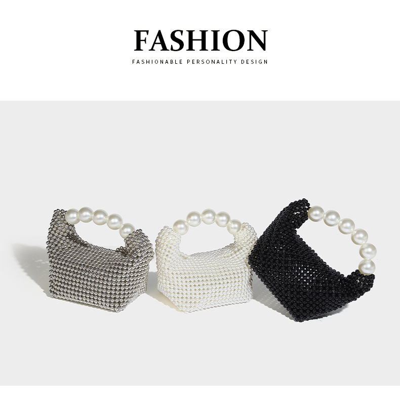 Perlina in stile francese Ins con design cavo, dolce ragazza versatile perla tenuta in mano, croce diagonale a spalla singola intrecciata a mano_voghion.com
