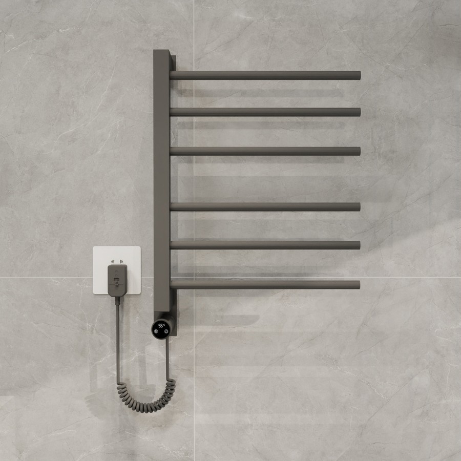 espacio transfronterizo aluminio inteligente toalla de calentamiento eléctrico calefacción de temperatura constante inodoro sin perforación estante giratorio de acero inoxidable