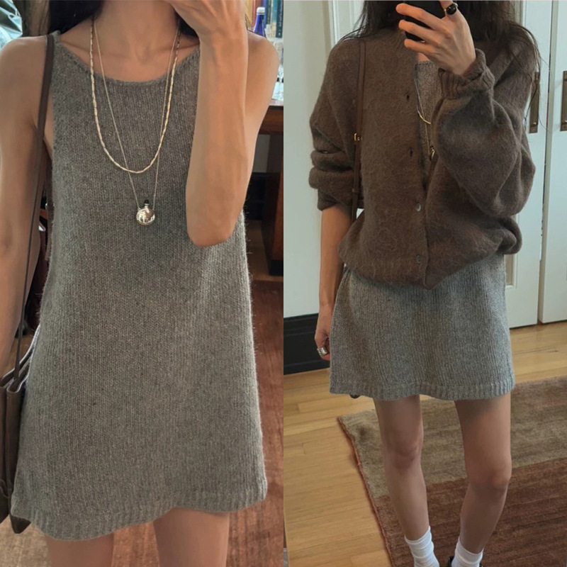 Now the New 2026 Autumn Collection from Korea's Dongdaemun: Baby Soft and Elegant Silhouette Thick Sleeveless Knit Dress