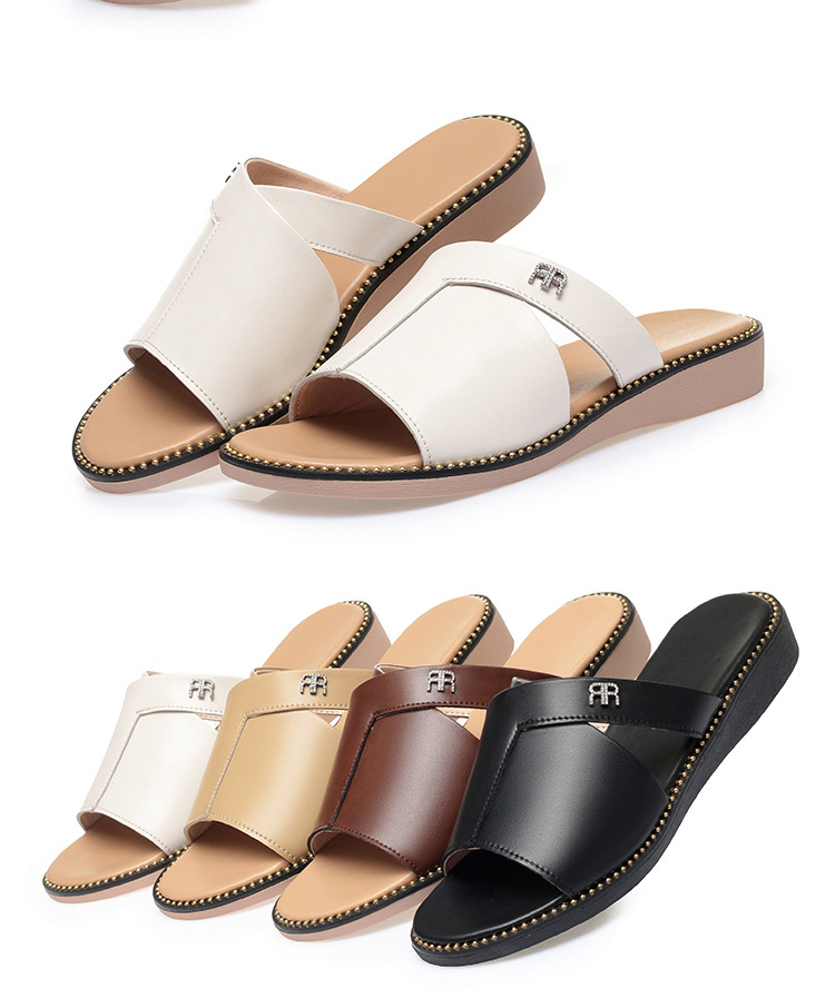Dép sandal nữ quai chữ V đế mềm da thời trang — nâu chi tiết 19