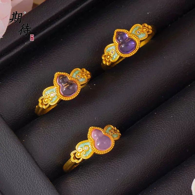 小红书爆款时尚百搭水晶葫芦戒指新中式小香风高级感简约系食指戒