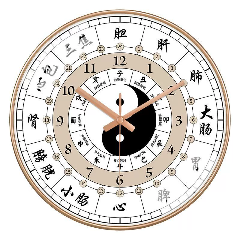 Часы Ziwuwan Injecting Beauty Salon Clock Clock Clocks 24 Hours of Health History Clock Chinese Medicine Twelve Camera Meridian Gossip S тихие часы