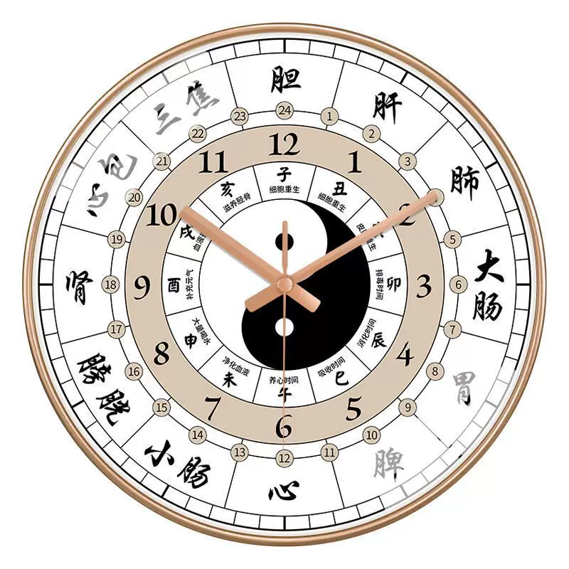 Часы Ziwuwan Injecting Beauty Salon Clock Clock Clocks 24 Hours of Health History Clock Chinese Medicine Twelve Camera Meridian Gossip S тихие часы