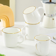 景德镇金边骨瓷杯子中式水杯创意马克杯高颜值陶瓷牛奶杯早餐杯