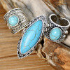 Ethnic retro accessory, turquoise stone inlay, ring, ethnic style, wholesale