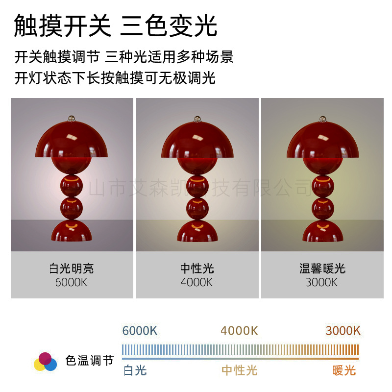 레트로 메탈 충전식 LED 테이블 램프 침실 침대 옆 터치 무드등