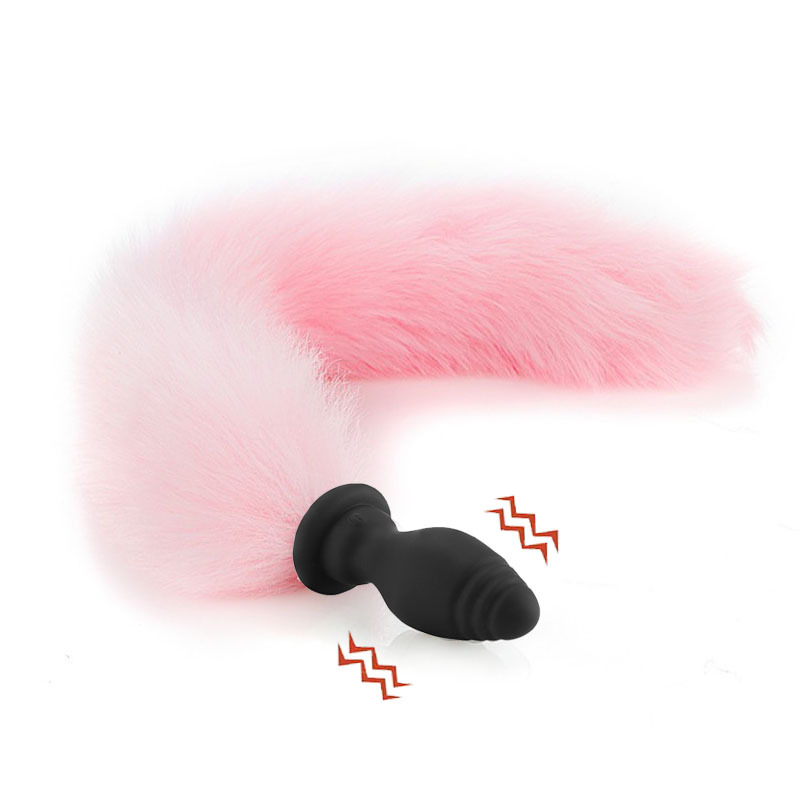 Sexy reemplazable Fox cola de silicona vibración anal plug back corte masturbación SM suministros para adultos entrega al por mayor