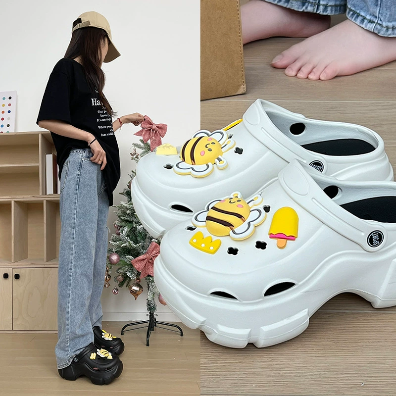 Нанбо Ван носит тапочки Баотоу женские летние корейские милые маленькие пчелы DIY наружные нескользящие туфли