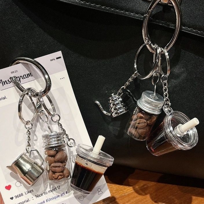 迷你冰美式咖啡豆包包挂件咖啡豆手串挂件云朵壶拉花缸钥匙扣挂饰|undefined