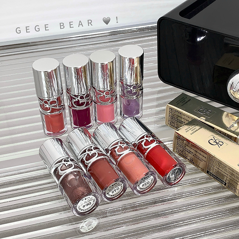 Gege Bear esmalte labial brillante con brillo de agua para cubrir las marcas labial. Esmalte labial transfronterizo brillante con espejo de agua.