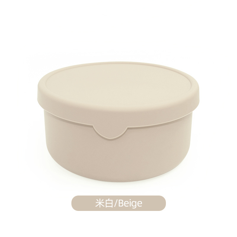 Caja de silicona redonda sellada aislamiento térmico caja de almuerzo calentamiento por microondas con cubierta