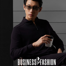 彩奇诗同厂同款美雅碧男士精英范帅领拉链立领280G暖皮中厚打底衫