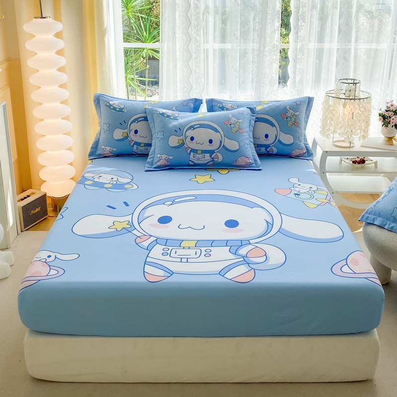 Cross-border Sanrio bed hat three-piece bedspread large cartoon children's single mattress protective cover sanding bed bag wholesale