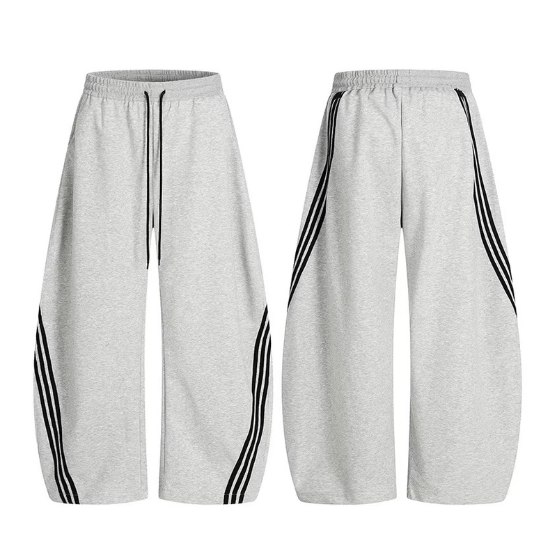 Tuochuan Ck6606 American Retro Design Three-Stripe Sweatpants, Sporty Loose Fit, Versatile Casual Wide-Leg Long Pants, Trendy
