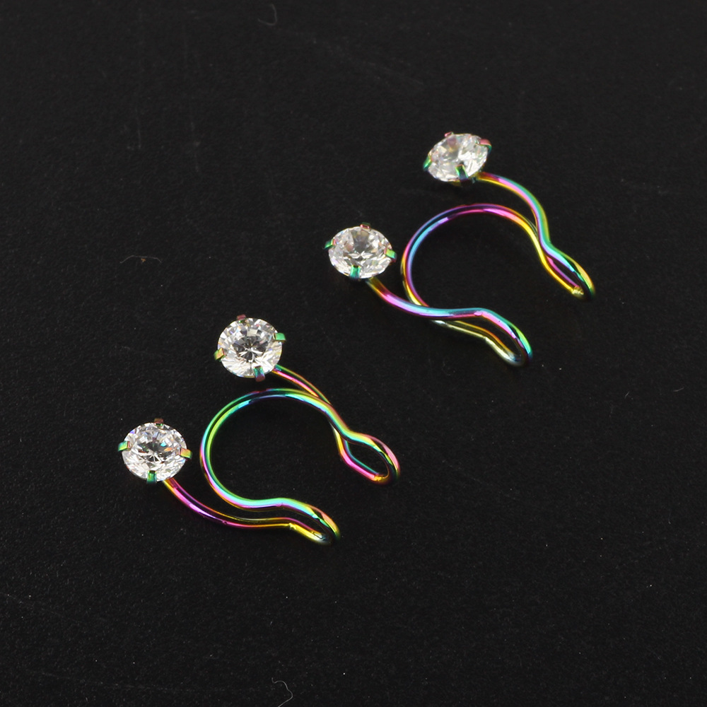 Stainless Steel Fake Nose Ring Zircon Nose Piercing Jewelry Body Nose Clip detail image 10