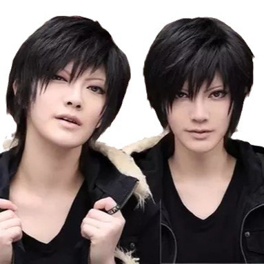 COS anime hombres peluca notas AliExpress moda flip-up peinado de una sola pieza de entrega en stock al por mayor