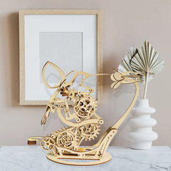 動態機械蜂鳥擺件 DIY手工塗鴉益智玩具拼裝模型 3D立體拼圖批發