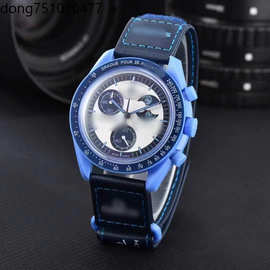 欧米联名Swatc茄石英防水计时手表轻奢ins风月球行星超霸男女腕表