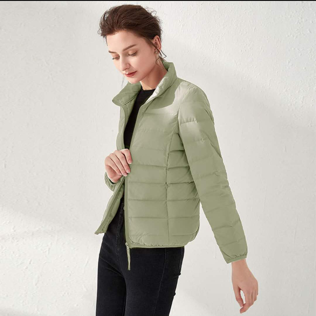 Tik Tok transfronterizo caño invierno plumón chaqueta de mujer ligera corta estilo coreano sin costuras en un tejido de gran tamaño abrigo caliente moda image 9