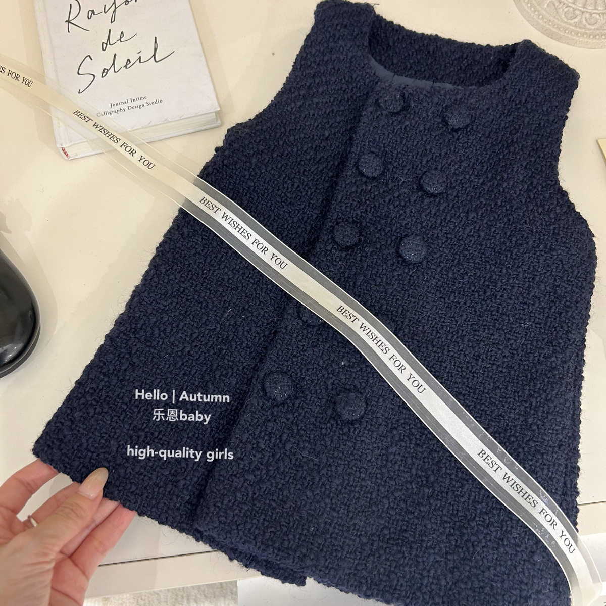 [Ropa infantil de Leen] ropa de Año Nuevo de invierno de niñas, vestido azul pequeño chaleco de viento fragante, vestido de princesa coreana elegante