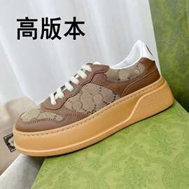 厚底饼干鞋女2026春秋新款时尚网红厚底增高真皮运动鞋板鞋女