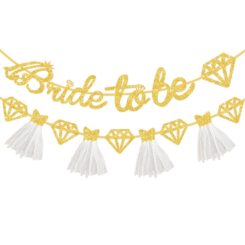 Transfronterizo fiesta de solteros bridete be vestido de novia estilo polvo brillante tira bandera polvo letras de diamante falda fiesta de solteros