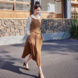 2024春装新品气质韩版女装拼接撞色长款时尚女式连衣裙 SY2525