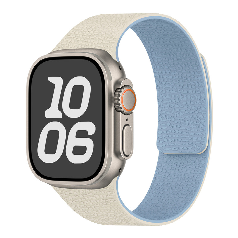 Apple Watch1-11世代/Ultra1-3/SE3に適しています。ライチ柄のソフト磁性シリコンストラップです。|undefined